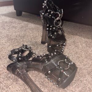 Dolls Kill Black Studded Platform Heels